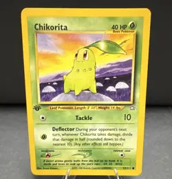 Pokemon TCG Chikorita Neo Genesis 53/111 40 HP 1st Ed Common Basic Regular Eng - Image 1
