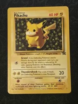 NM 1999 WOTC Pokemon Pikachu Black Star Promo Card #1 Ivy Pikachu Non Holo - Image 1