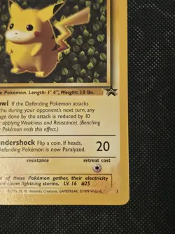 NM 1999 WOTC Pokemon Pikachu Black Star Promo Card #1 Ivy Pikachu Non Holo - Image 4