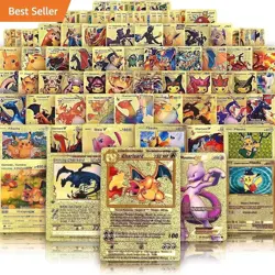 2025 New 55PCS Pok Card Foil GOLD PACK CARDS TCG GX Vmax GX Card Charizard Rare - Image 1