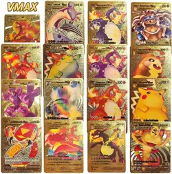 2025 55PCS Pok Card Foil GOLD PACK CARDS TCG GX Vmax GX Card Charizard Rare - Image 2