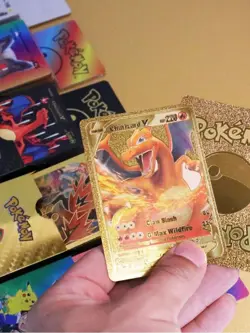 2025 55PCS Pok Card Foil GOLD PACK CARDS TCG GX Vmax GX Card Charizard Rare - Image 5