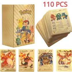 110Pcs Pokemon Card Foil GOLD PACK CARDS TCG GX Vmax GX Card for Kids Gift - Image 5