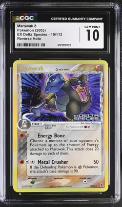 CGC 10 Marowak EX Delta Species 10/113 Reverse Holo STAMPED Pokemon Card - Image 1