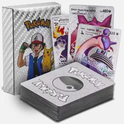 55PCS Silver Collector's Edition TCG Cards – Vmax GX, Rare Charizard Pokemon - Image 1