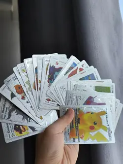 55PCS Silver Collector's Edition TCG Cards – Vmax GX, Rare Charizard Pokemon - Image 5