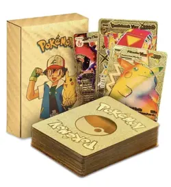 55 PCS Gold Foil Pokemon Cards Pack – VMAX GX TCG Rare, Collectible Gift Lot - Image 1