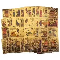 55 PCS Gold Foil Pokemon Cards Pack – VMAX GX TCG Rare, Collectible Gift Lot - Image 3