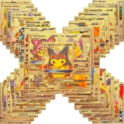 55 PCS Gold Foil Pokemon Cards Pack – VMAX GX TCG Rare, Collectible Gift Lot - Image 4
