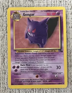 Mint Vintage GENGAR 20/62 FOSSIL Non Holo 1999 Pokemon Card - Image 1