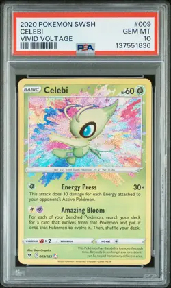 2020 POKEMON SWORD & SHIELD VIVID VOLTAGE #009 CELEBI PSA 10 - Image 1