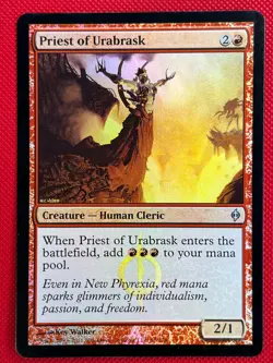 MTG Foil 1X Priest of Urabrask X1 New Phyrexia Magic - SP - Image 1