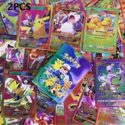 2 PCS Pokemon TCG 55-Piece Iridescent Foil Pack – Rare Charizard GX & Vmax Cards - Image 2