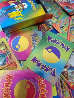55PCS Pokemon TCG Iridescent Foil Cards – Rare Charizard GX, Vmax Card Pack - Image 4