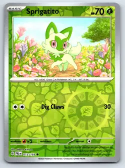 Pokemon Common Sprigatito SV02: Paldea Evolved PAL Reverse Holo 013/193 NM - Image 1