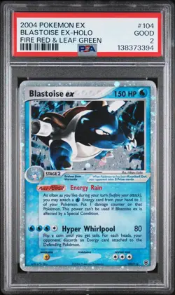 PSA 2 GOOD 2004 Pokemon EX Fire Red & Leaf Green Blastoise EX Holo Foil 104/112 - Image 1