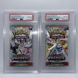 2x Pokemon Prismatic Evolutions Booster Packs both PSA 10 Gem Mint - Image 1
