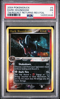 PSA 1 2004 Pokemon EX Team Rocket Returns Dark Houndoom Reverse Holo Foil 5/109 - Image 1