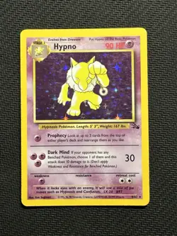 Hypno Unlimited 08/62 HP- Fossil Holo Rare Pokemon TCG - Image 1