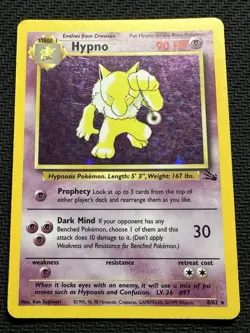 Hypno Unlimited 08/62 HP- Fossil Holo Rare Pokemon TCG - Image 2