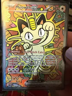Pokemon Meowth EX Full Art Holo Card 121/088 Basic Cat 170HP 60Atk - Image 1