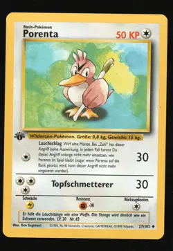 Pokemon German 1st Edition Porenta Farfetch'd Base Set #027/102 LP - Image 1