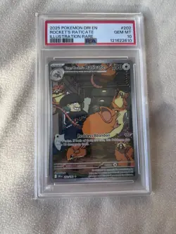 Pokemon Team Rocket's Raticate Illustration Rare Holo PSA 10 Sv10 202/182 2025 - Image 1