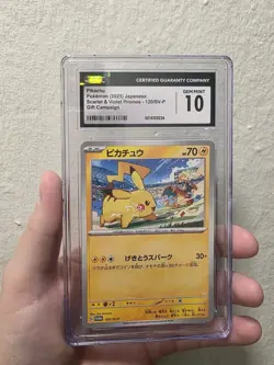 CGC 10 GEM MINT Japanese Pokemon 2023 Pikachu 120/SV-P Scarlet & Violet PROMO - Image 1