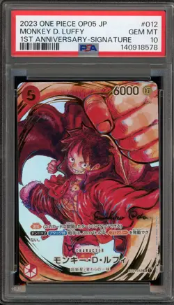 One Piece CCG Monkey.D.Luffy 1st Anniversary Signature Japanese ST01-012 PSA 10 - Image 1