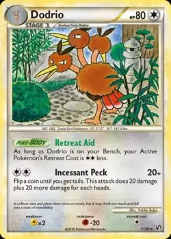 Pokemon Card HeartGold SoulSilver Undaunted 11/90 Dodrio LP - Image 1