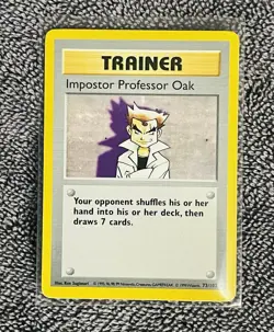 VNTG Pokemon Imposter Professor Oak Shadowless Trainer Card 73/102 WTOC 1999 NM - Image 1