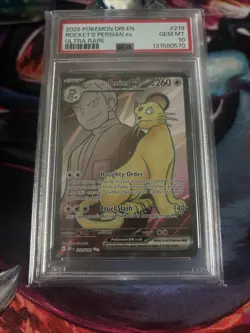 2025 POKEMON DRI EN-DESTINED RIVALS #219 ROCKET'S PERSIAN ex ULTRA RARE PSA 10 - Image 1