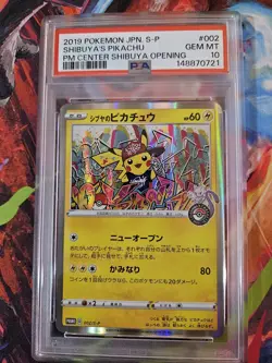 Shibuya's Pikachu 002/S-p Pokemon Center Opening Promo Card PSA 10 - Image 1