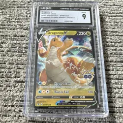 Pokemon Dragonite V Pokemon GO Black Star Promo Holo SWSH235 CGC 9 2022 - Image 1