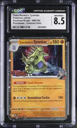 Team Rocket's Tyranitar *CGC 8.5* Holo *Pre Release* Destined Rivals * #96 - Image 1