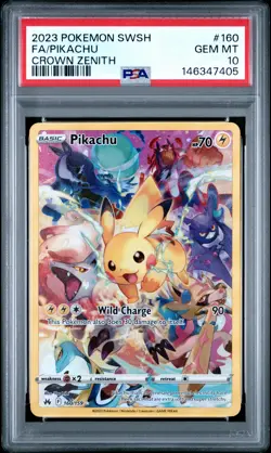 2023 POKEMON SWORD & SHIELD CROWN ZENITH #160 FULL ART/PIKACHU PSA 10 - Image 1