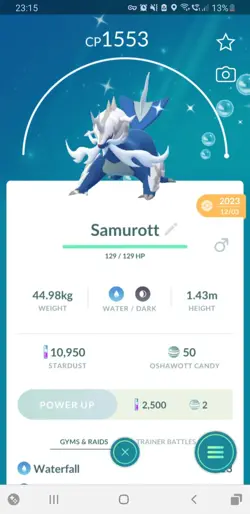💦Shiny Hisuian Samurott (Schillernd Hisui Admurai) Pokemon GO💦 Mini PTC 80k - Image 1