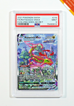 Pokemon PSA 9 Rayquaza Vmax #218 Full Art Evolving Skies 2021 English - Image 1