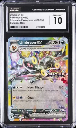 2025 POKEMON PRISMATIC EVOLUTIONS SURPRISE BOX UMBREON EX CGC 10 GEM MINT - Image 1