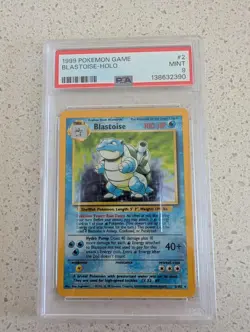 PSA 9 Pokemon TCG Blastoise Base Set 2/102 Holo Unlimited Rare New Cert 1999 - Image 1