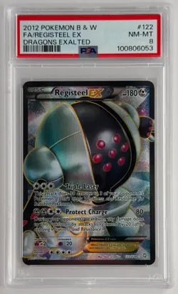 Registeel EX 2012 Pokemon B & W, Dragons Exalted Full Art #122 PSA 8 - Image 1