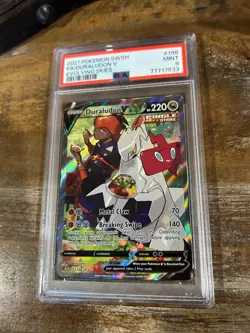 POKEMON 2021 SWSH Evolving Skies Full Art DURALUDON V #198 PSA 9 Mint RARE 2 - Image 1