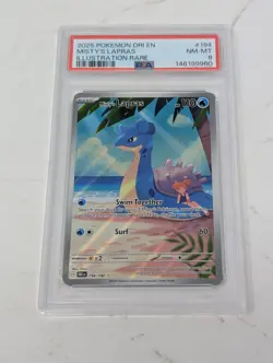 2025 POKEMON DESTINED RIVALS ILLUSTRATION RARE #194 MISTY'S LAPRAS PSA 8 - Image 1