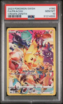 Pokemon Pikachu TCG Crown Zenith Holo Full Art Secret Rare Card PSA 10, 160/159 - Image 1