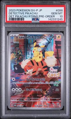 PSA 10 (New Cert) Detective Pikachu 098/SV-P Promo 2023 Pokemon Japanese - Image 1
