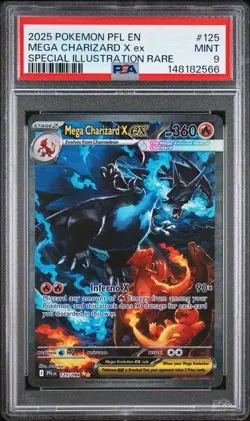 2025 Pokemon PFL Mega Charizard X Ex #125 SIR PSA 9 - Image 1