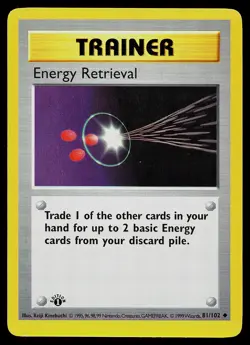 Pokemon Card - Energy Retrieval Base Set Shadowless 81/102 Uncommon 1st Edition - Image 1