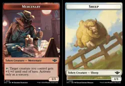 Mercenary (0010) // Sheep (0004) Double-Sided Token - Foil x1 - Outlaws of Thund - Image 1