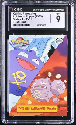 1999 POKEMON TOPPS SERIES 1 #TV13 KOFFING / WEEZING CGC 9 - Image 1