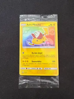 Pokemon Ash's Pikachu SM 108 Black Star Promo Du Bist Dran Sealed Mint TCG - Image 1